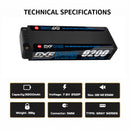 DXF 2S 7.6V Lipo Battery 130C 9200mAh with 5mm Bullet for RC 1/8 Vehicles Car Truck Tank Truggy Competition Racing Hobby