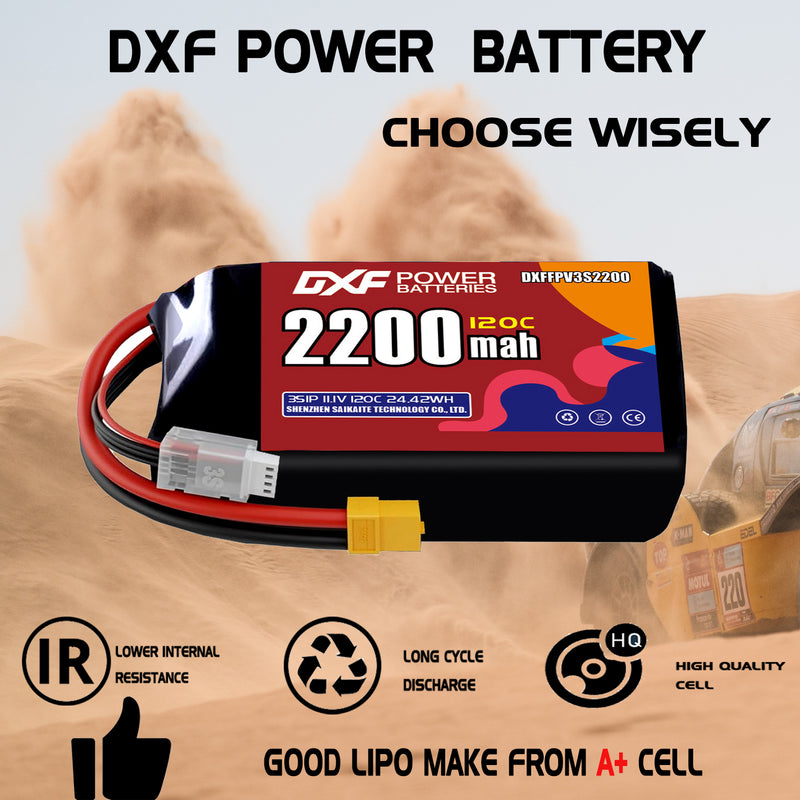DXF 2200mAh 3S 120C 11.1V Lipo Battery Pack for FPV LiPo Battery