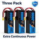 DXF 6S 22.2V 8000mAh 100C Soft Case LiPo Battery with 10AWG Wire for Toy Cars, Boats, UAVs & Drones (1-6 Pack)