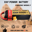 DXF Lipo Battery 4S 14.8V 6500mAh 100C Graphene Softcase with EC5 / T / TRX / XT60 / XT90 / XT150 / Q8s Plug for RC 1/8 1/10 Buggy Truck Car Off-Road Drone