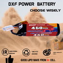 DXF LiPo Battery 4S 14.8V 450mAh 80C with PH2.0 / JST / XT30 / SM / XT60 / EC5 / XT90 for FPV Drone Whoop Micro Racing