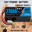 DXF 6S 22.2V 27000mAh 10C Soft Case LiPo Battery with 8AWG Wire for Toy Cars, Boats, UAVs & Drones (1-6 Pack)
