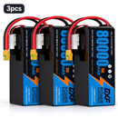 DXF SEMI-SOLID 12S 46.2V 80000mAh 15C Soft Case LiPo Battery with 8AWG Wire for Toy Cars, Boats, UAVs & Drones (1-6 Pack)
