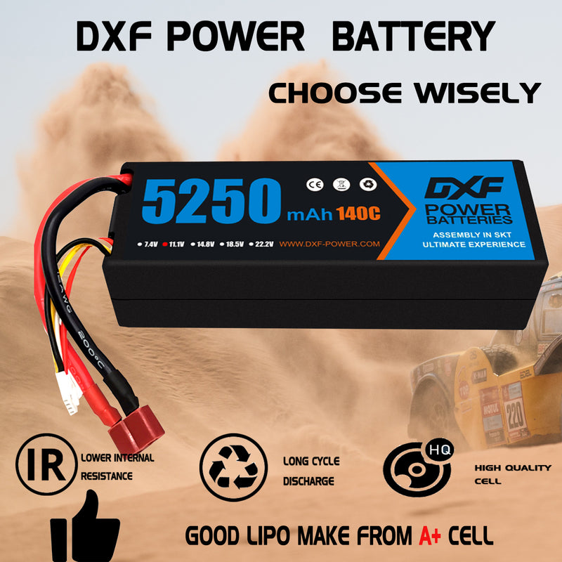 (PL)DXF 3S 5250 mAh 11.1V 140C Batteria Lipo ad Alta Capacità Hardcase con Deans/T Spina per 1:8 Scala RC Auto, Multi-Rotore RC Aeroplano, RC Elicottero, RC Barca