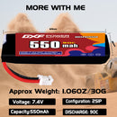 DXF 550mAh 2S 90C 7.4V Lipo Battery Pack for FPV LiPo Battery