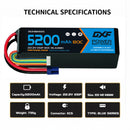 DXF 6S 22.2V 5200mAh 80C Graphene Soft Case LiPo Battery with EC5 Plug for 1/8 1/7 RC Cars, Trucks, Buggies & Boats (1-6 Pack Available)
