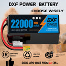 DXF LiPo Battery 6S 22.2V 22000mAh 100C Graphene Softcase Blue with EC5 / T / TRX / XT60 / XT90 / XT150 / Q8s Plug for RC 1/8 1/10 Buggy Truck Car Off-Road Drone