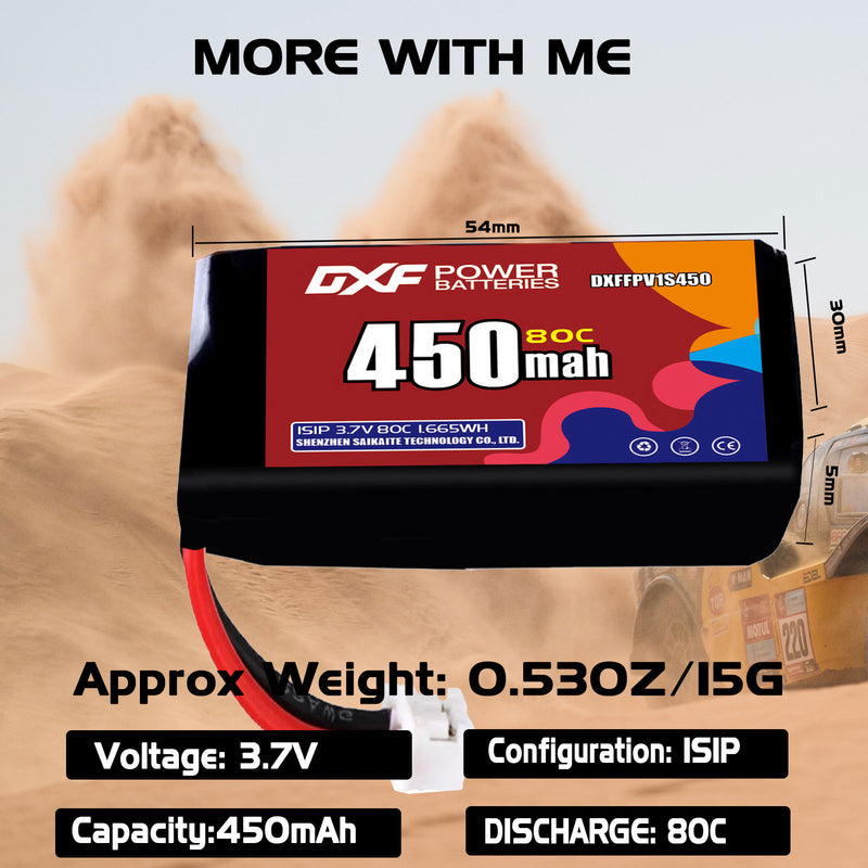 DXF 450mAh 1S 80C 3.7V Lipo Battery Pack for FPV LiPo Battery