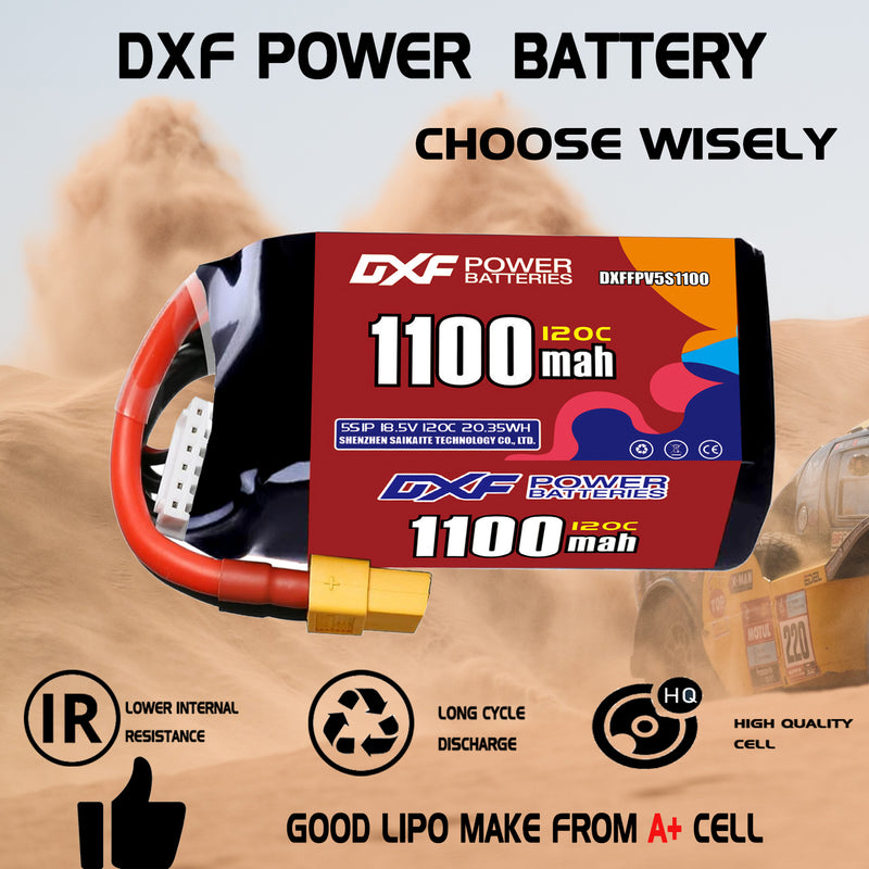DXF 1100mAh 5S 120C 18.5V Lipo Battery Pack for FPV LiPo Battery