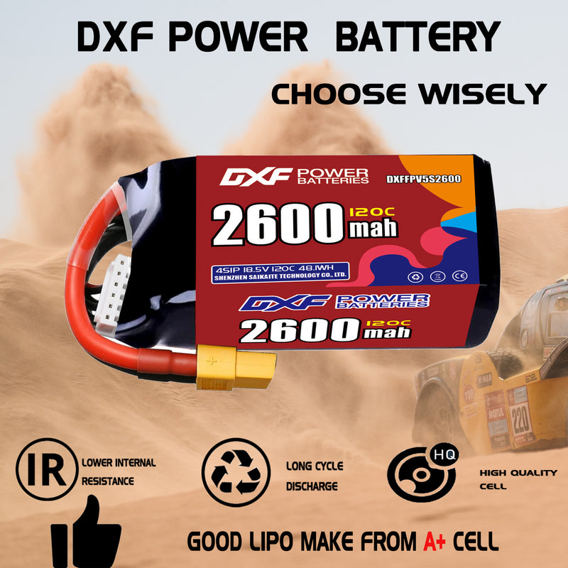 DXF 2600mAh 5S 120C 18.5V Lipo Battery Pack for FPV LiPo Battery