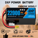 DXF LiPo Battery 6S HV 22.8V 22000mAh 100C Graphene Softcase Blue with EC5 / T / TRX / XT60 / XT90 / XT150 / Q8s Plug for RC 1/8 1/10 Buggy Truck Car Off-Road Drone