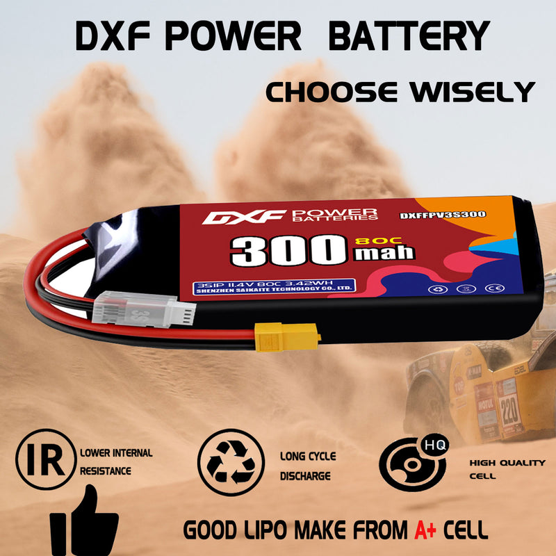 DXF 300mAh 3S 80C 11.4V Lipo Battery Pack for FPV LiPo Battery
