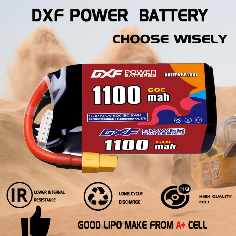 DXF 1100mAh 5S 60C 19.0V Lipo Battery Pack for FPV LiPo Battery