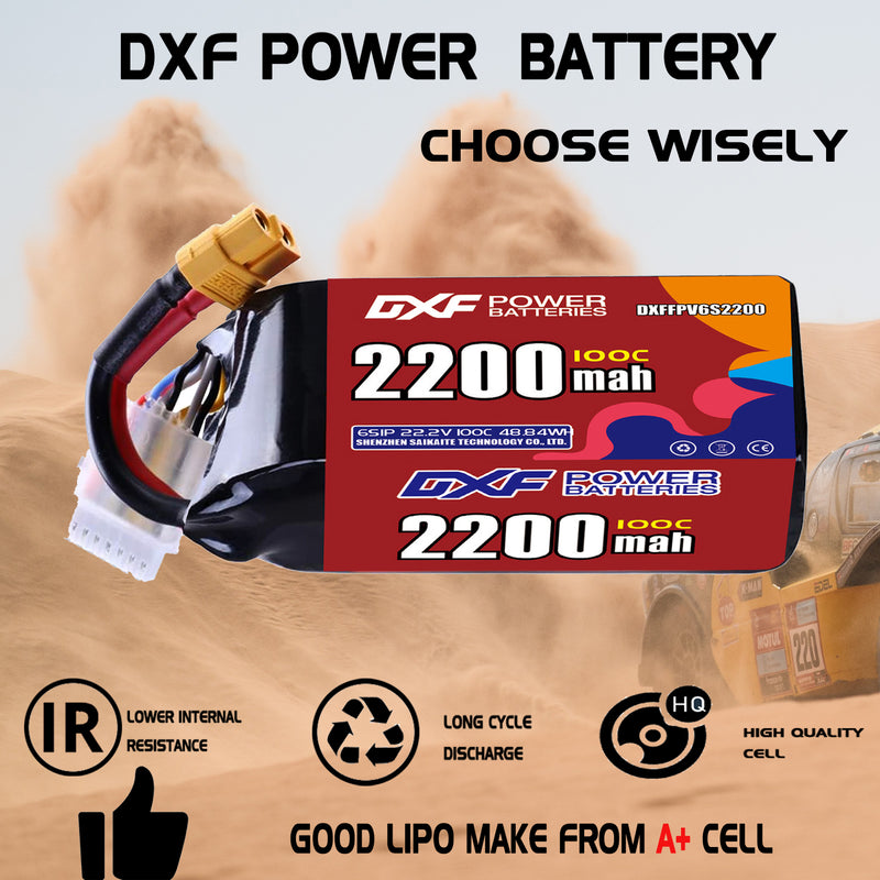 DXF 2200mAh 6S 120C 22.2V Lipo Battery Pack for FPV LiPo Battery