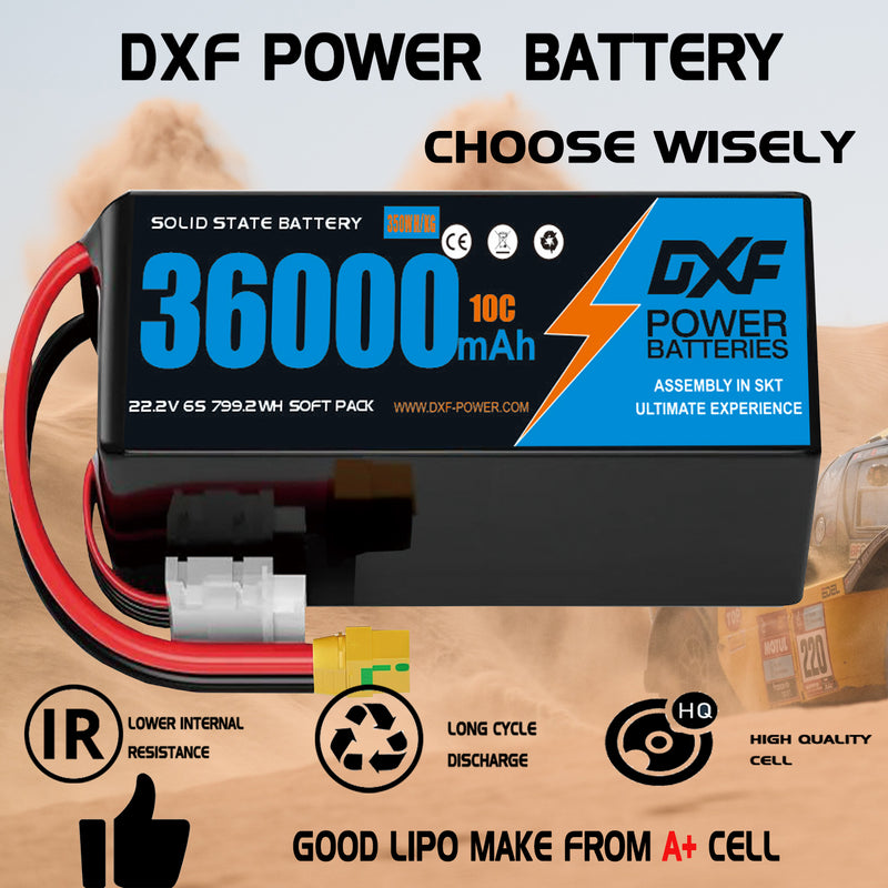 (CN)DXF 6S Lipo Battery 22.2V 10C 36000mAh Soft Case Battery  for Drone UAV FPV Car Truck Tank RC Buggy Truggy Racing Hobby