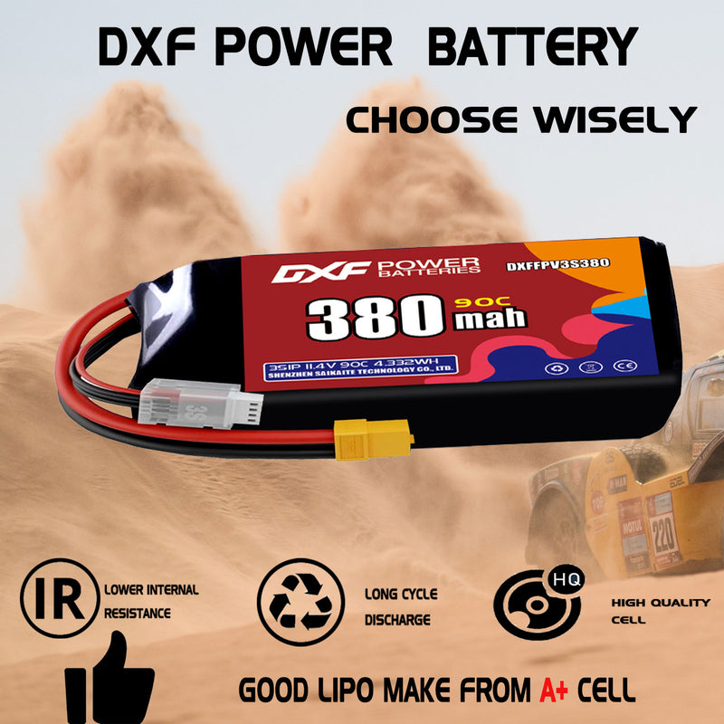 DXF 380mAh 3S 90C 11.4V Lipo Battery Pack for FPV LiPo Battery