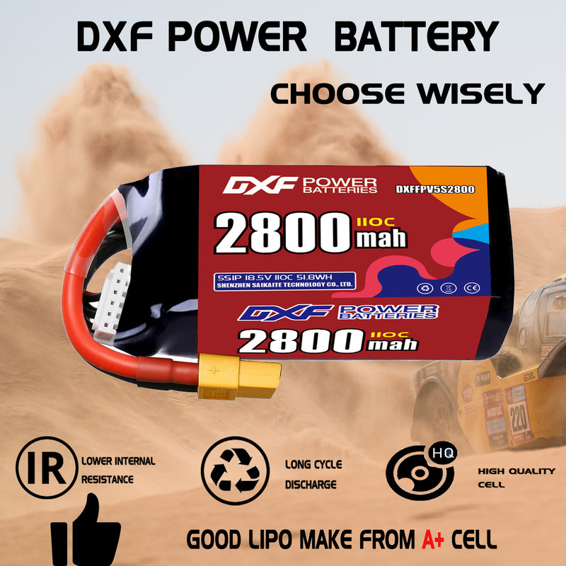 DXF 2800mAh 5S 110C 18.5V Lipo Battery Pack for FPV LiPo Battery