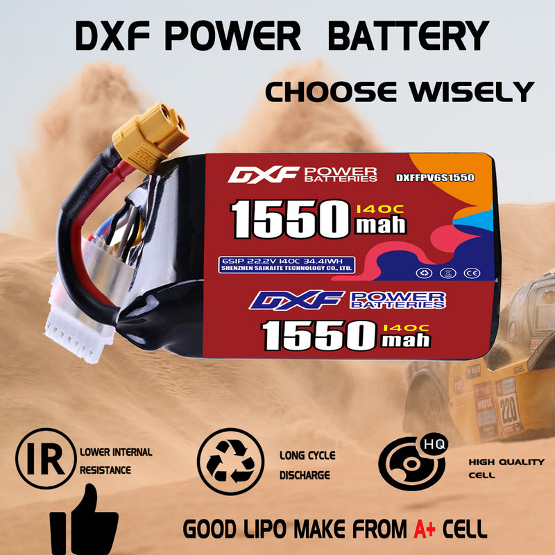 DXF 1550mAh 6S 140C 22.2V Lipo Battery Pack for FPV LiPo Battery