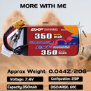 DXF 350mAh 2S 60C 7.4V Lipo Battery Pack for FPV LiPo Battery