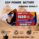 DXF 1550mAh 4S 100C 14.8V Lipo Battery Pack for FPV LiPo Battery