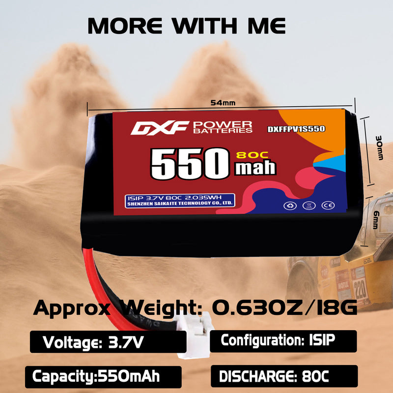 DXF 850mAh 1S 80C 3.7V Lipo Battery Pack for FPV LiPo Battery
