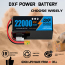 DXF LiPo Battery 12S 44.4V 22000mAh 25C Graphene Softcase Blue with EC5 / T / TRX / XT60 / XT90 / XT150 / Q8s Plug for RC Boat Drone UAV