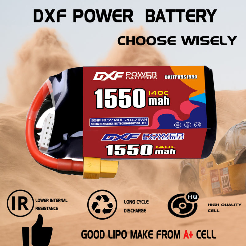 DXF 1400mAh 5S 150C 18.5V Lipo Battery Pack for FPV LiPo Battery
