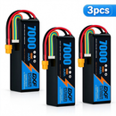 DXF 6S 22.2V 7000mAh 100C Softcase LiPo Battery with XT60 & 10AWG Wire for 1/8 RC Cars (1-6 Pack)