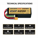 DXF Lipo Battery 6S 22.2V 4200mAh 150C GoldSeries Graphene Softcase with EC5 / T / TRX / XT60 / XT90 / XT150 / Q8s Plug for RC 1/8 1/10 Buggy Truck Car Off-Road Drone