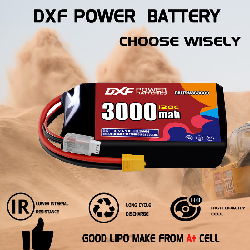 DXF 3000mAh 3S 120C 11.1V Lipo Battery Pack for FPV LiPo Battery