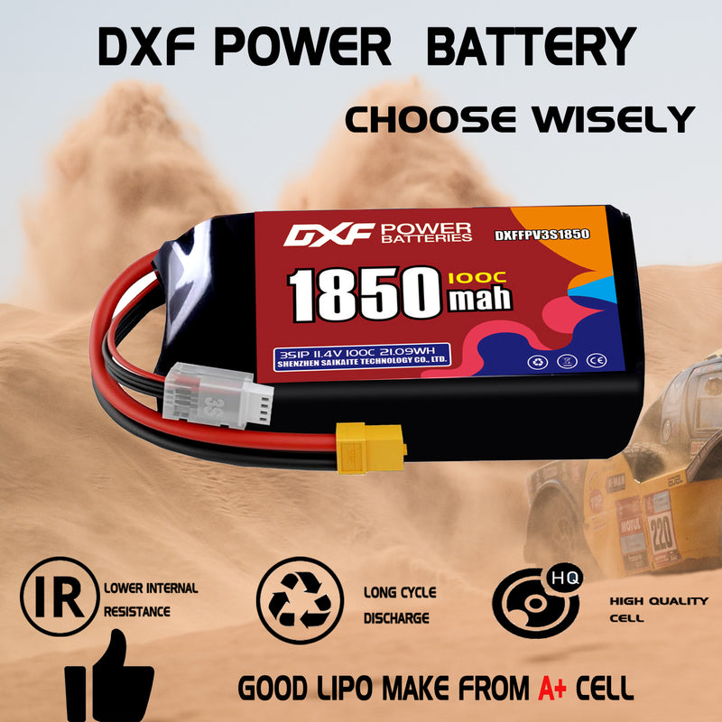 DXF 1850mAh 3S 140C 11.1V Lipo Battery Pack for FPV LiPo Battery