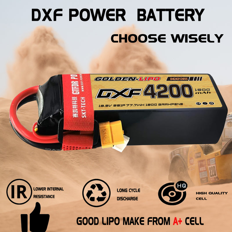 (CN)DXF 5S Lipo Battery 18.5V 150C 4200mAh Soft Case Battery with EC5 XT90 Connector for Car Truck Tank RC Buggy Truggy Racing Hobby
