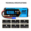 DXF 3S 11.1V 6200mAh 80C Hardcase LiPo Battery with 10AWG EC5 for 1/8 1/10 RC Cars, Trucks, Buggies (1-6 Pack Available)