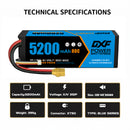 DXF LiPo Battery 3S 11.1V 5200mAh 80C Graphene Softcase with EC5 / T / TRX / XT60 / XT90 / XT150 / Q8s Plug for RC 1/8 1/10 Buggy Truck Car Off-Road Drone