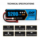 DXF LiPo Battery 2S 7.4V 5200mAh 120C Graphene Softcase with EC5 / T / TRX / XT60 / XT90 / XT150 / Q8s Plug for RC 1/8 1/10 Buggy Truck Car Off-Road Drone