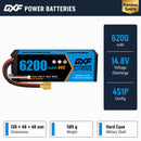 DXF LiPo Battery 4S 14.8V 6200mAh 80C Graphene Softcase with EC5 / T / TRX / XT60 / XT90 / XT150 / Q8s Plug for RC 1/8 1/10 Buggy Truck Car Off-Road Drone