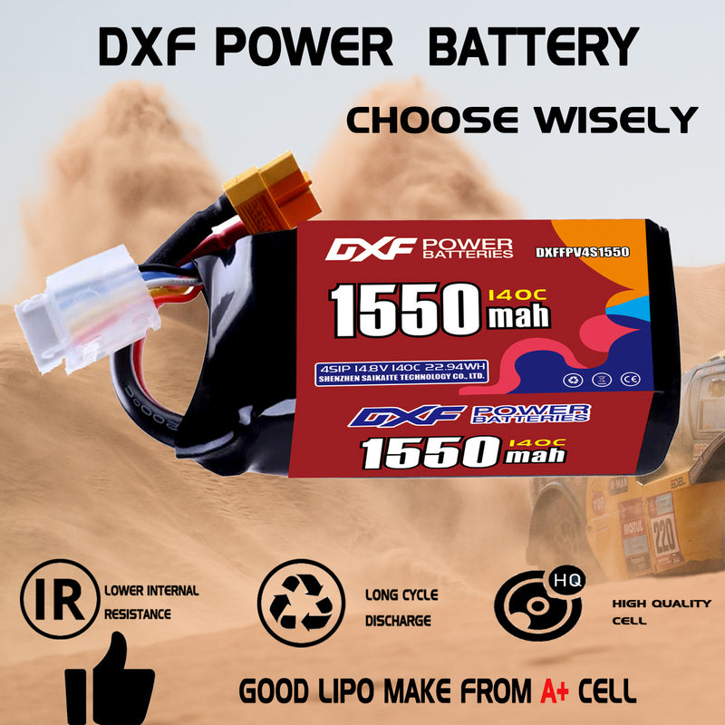 DXF 1550mAh 4S 140C 14.8V Lipo Battery Pack for FPV LiPo Battery