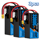 DXF SEMI-SOLID 12S 44.4V 33000mAh 10C Soft Case LiPo Battery with 8AWG Wire for Toy Cars, Boats, UAVs & Drones (1-6 Pack)