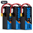 DXF SEMI-SOLID 12S 46.2V 34000mAh 15C Soft Case LiPo Battery with 8AWG Wire for Toy Cars, Boats, UAVs & Drones (1-6 Pack)