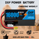 DXF LiPo Battery 6S HV 22.8V 16000mAh 100C Graphene Softcase Blue with EC5 / T / TRX / XT60 / XT90 / XT150 / Q8s Plug for RC 1/8 1/10 Buggy Truck Car Off-Road Drone