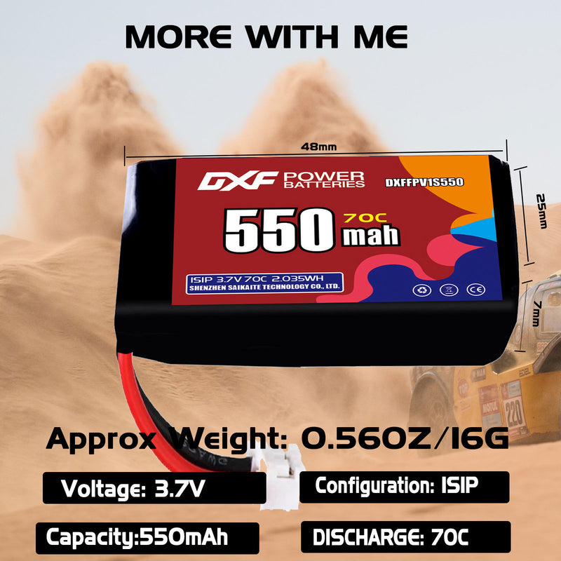 DXF 650mAh 1S 70C 3.7V Lipo Battery Pack for FPV LiPo Battery