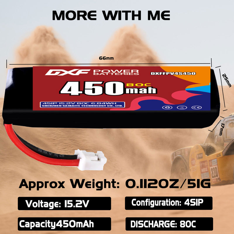 DXF 450mAh 4S 80C 14.8V Lipo Battery Pack for FPV LiPo Battery