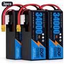DXF 6S 23.1V 34000mAh 15C Soft Case LiPo Battery with 8AWG Wire for Toy Cars, Boats, UAVs & Drones (1-6 Pack)