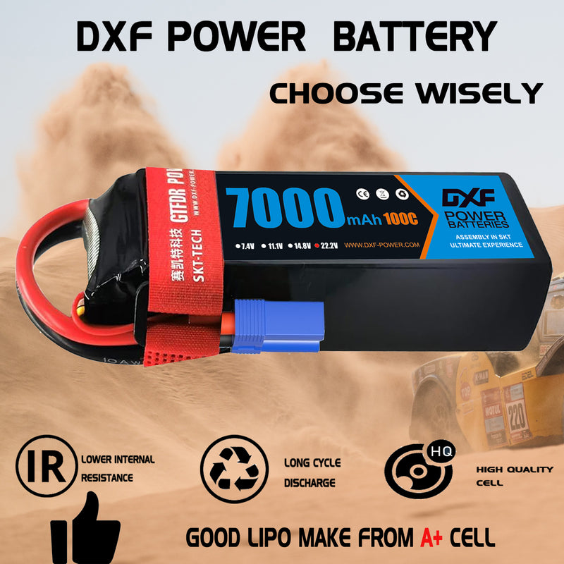 (PL)DXF 6S Lipo Battery 22.2V 100C 7000mAh Soft Case Battery with EC5 Connector for Car Truck Tank RC Buggy Truggy Racing Hobby