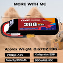 DXF 300mAh 2S 80C 7.6V Lipo Battery Pack for FPV LiPo Battery