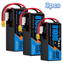 DXF 6S 22.2V 81000mAh 5C Soft Case LiPo Battery with 8AWG Wire for Toy Cars, Boats, UAVs & Drones (1-6 Pack)