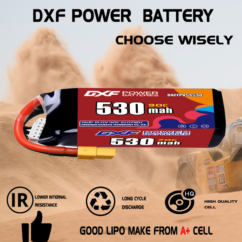 DXF 530mAh 5S 90C 19.0V Lipo Battery Pack for FPV LiPo Battery