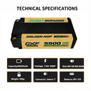 DXF LiPo Battery 2S 7.4V 5500mAh 150C Graphene Gold NGP Plus Version with 5mm Bullet / EC5 / T / TRX / XT60 / XT90 / XT150 / Q8s Plug for RC 1/10 Touring Car Racing