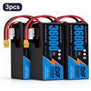DXF 6S 23.1V 36000mAh 15C Soft Case LiPo Battery with 8AWG Wire for Toy Cars, Boats, UAVs & Drones (1-6 Pack)