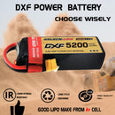 DXF Lipo Battery 4S 14.8V 5200mAh 100C Graphene Softcase with EC5 / T / TRX / XT60 / XT90 / XT150 / Q8s Plug for RC 1/8 1/10 Buggy Truck Car Off-Road Drone